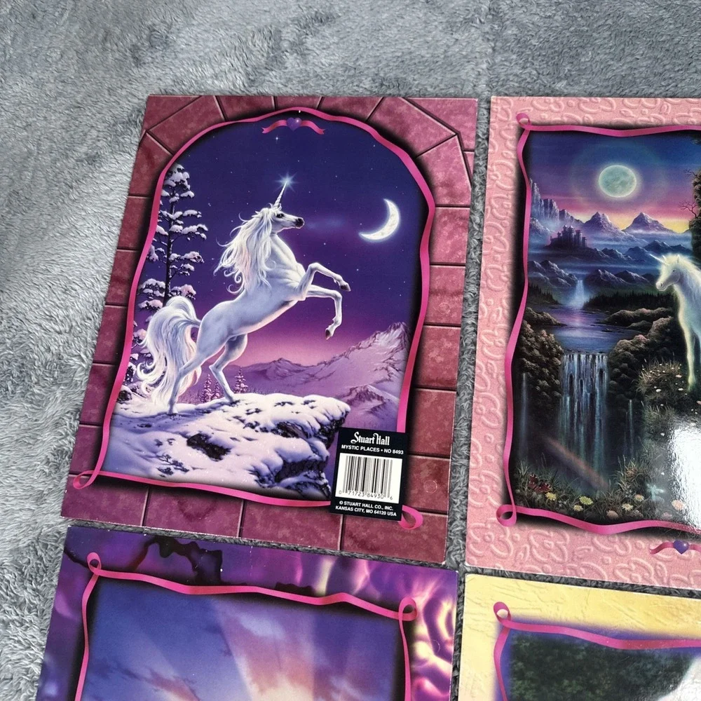 Lot Of 4 Vintage Y2K Unicorn Princess Folders Stuart Hall Swing Castle Unicorn